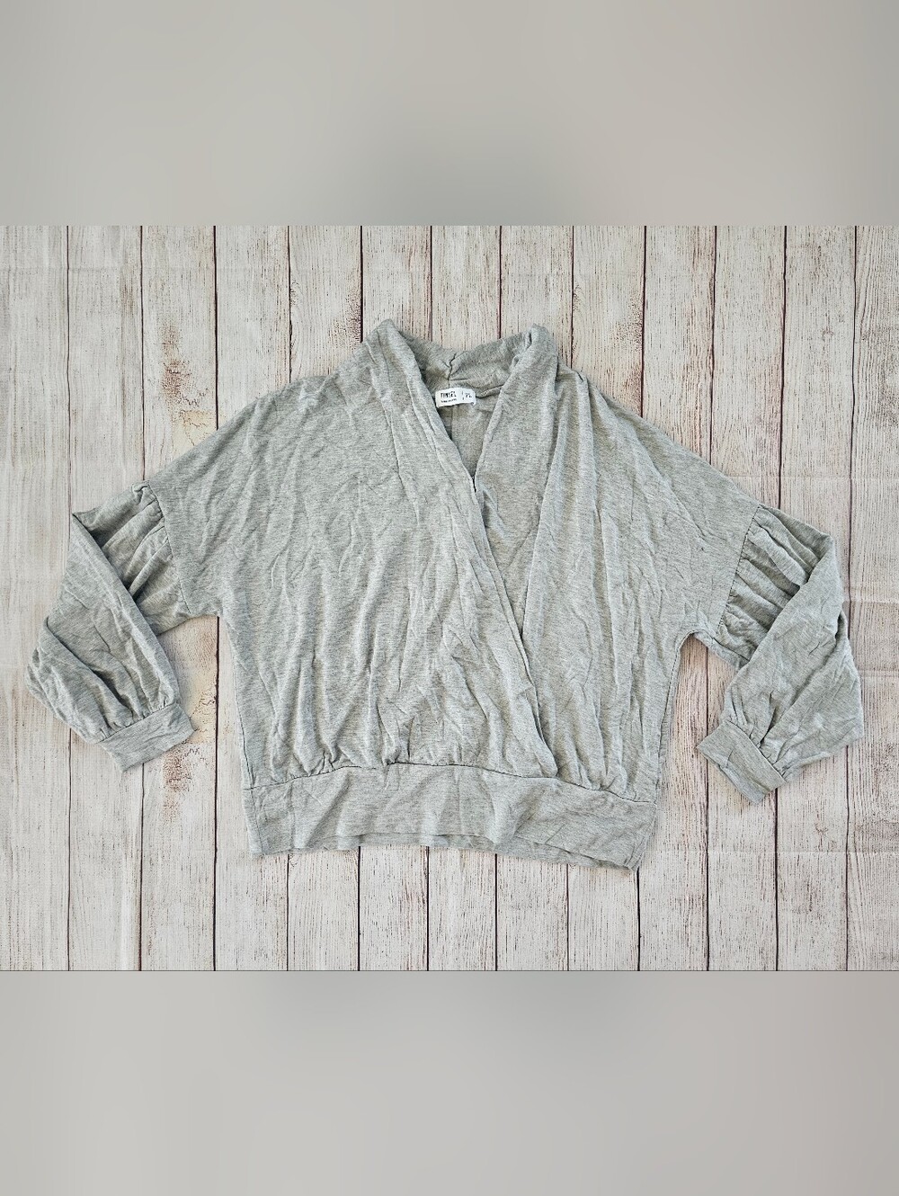 Tinsel Surplice Knit Top In Heather Grey
